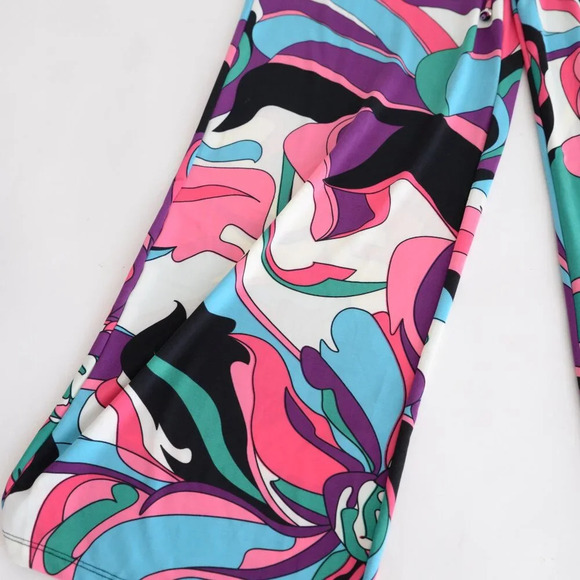 Beach Break Multi Colour  Allover Print Elastic Waist Straight Leg Lounge Pant M - Picture 7 of 10